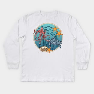 Sea Life Stamp Kids Long Sleeve T-Shirt